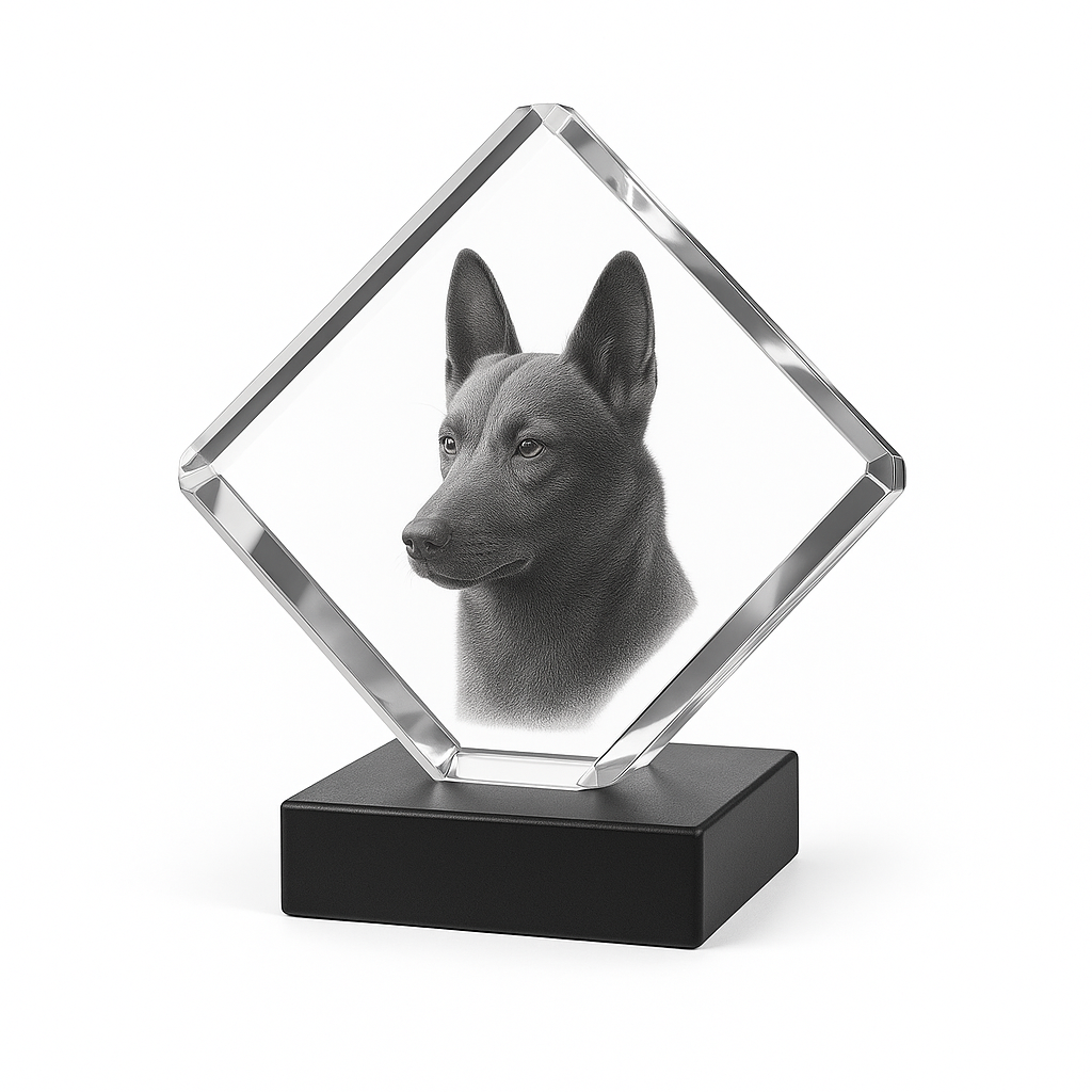 Skapa 3D Kristallkub - cut cornet kristall med hund som motiv.