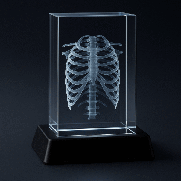 Bröstkorg 3D Kristall skapad av Crafted In Crystal