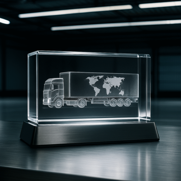 Lastbil 3D Kristall skapad av Crafted In Crystal