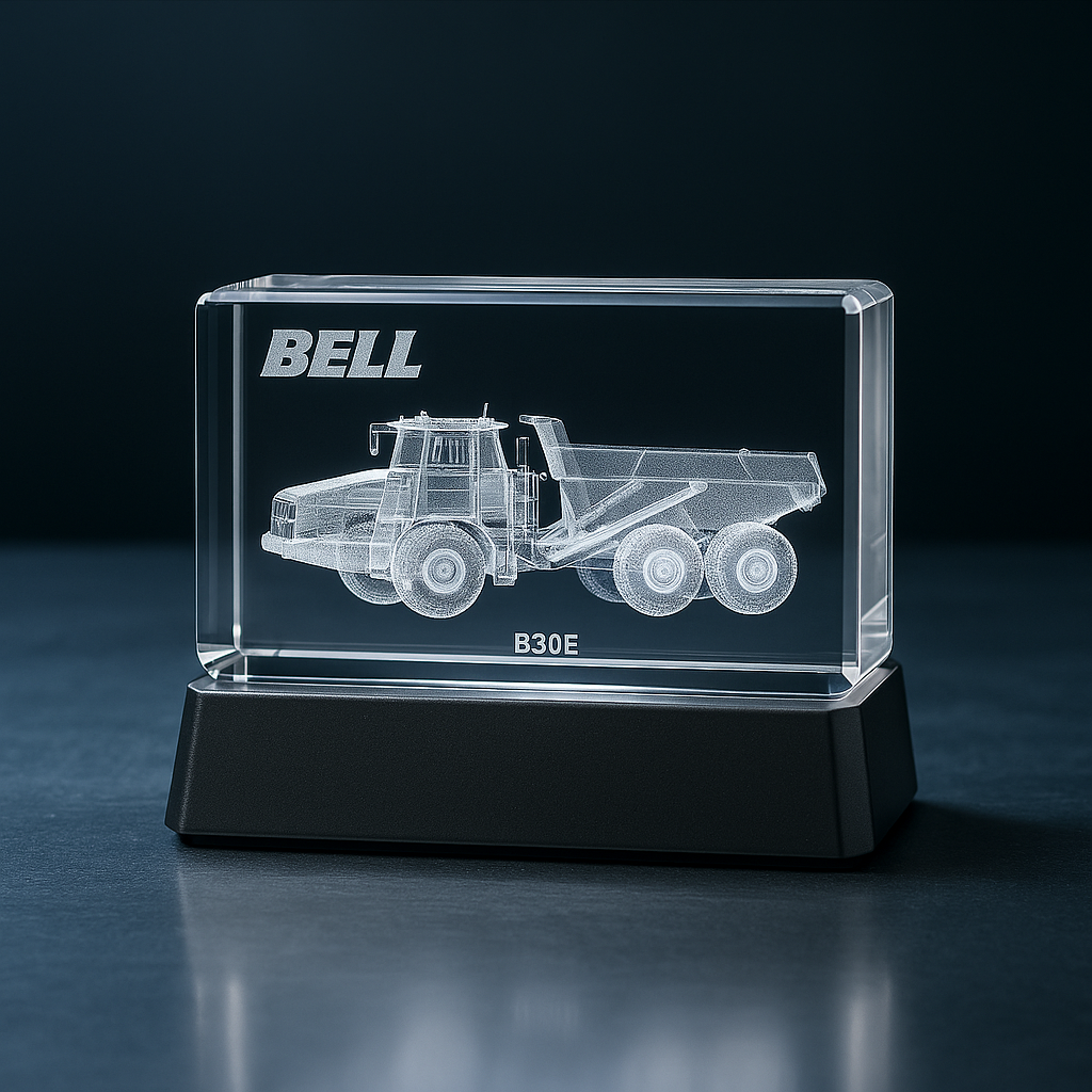 Dump truck anläggningsbil - 3D Kristall skapad av Crafted In Crystal