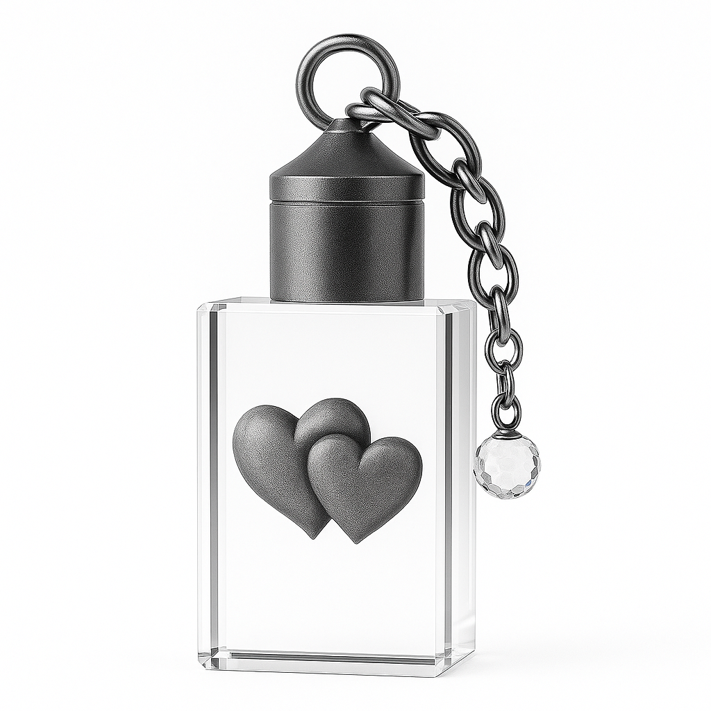 3D Kristallnyckelring med hjärtan av Crafted In Crystal