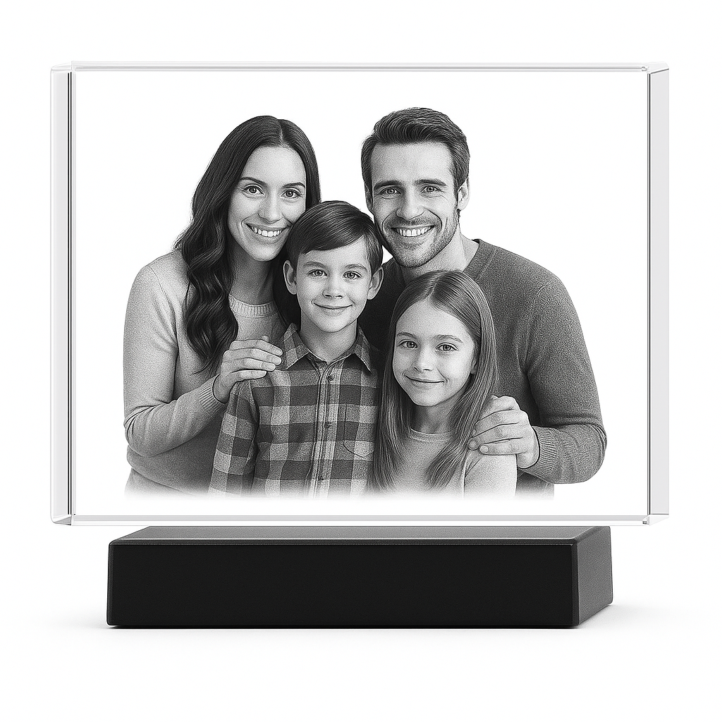 2D Fotoram med bild på en familj