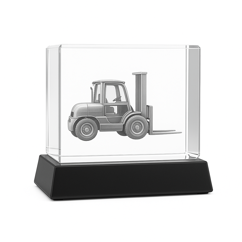 3D Fotokristall gaffeltruck av Crafted In Crystal