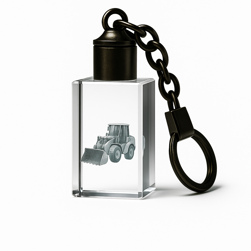 3D Kristallnyckelring traktor