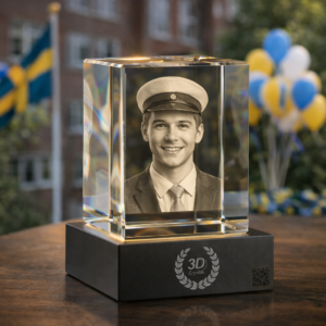 3D Fotokristall med motiv av student by. Crafted In Crystal