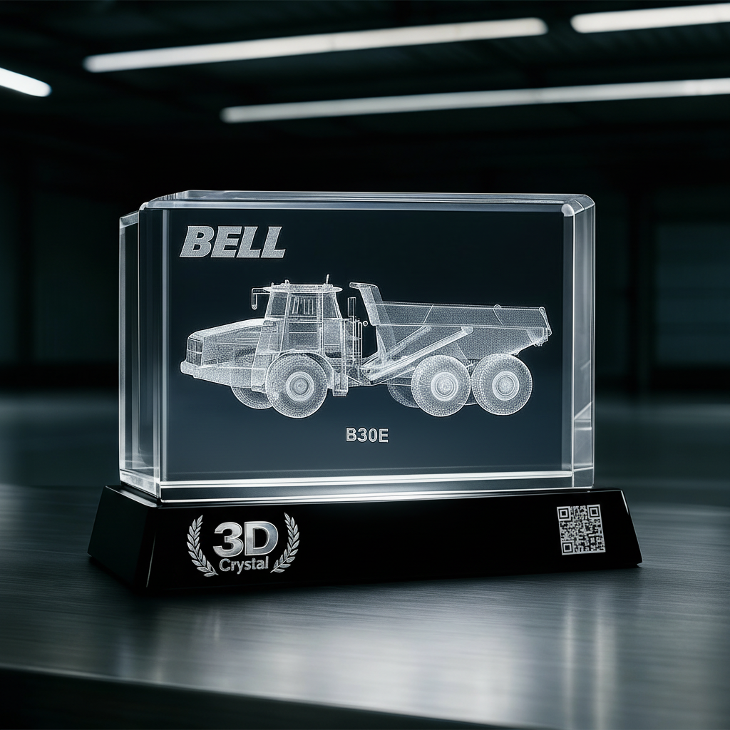 3D Fotokristall med motiv av en dumptruck