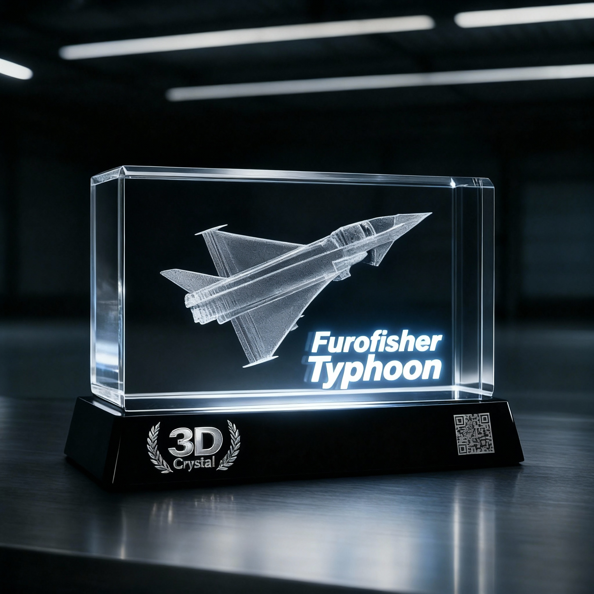 3D Kristall med motiv och text av Eurofighter